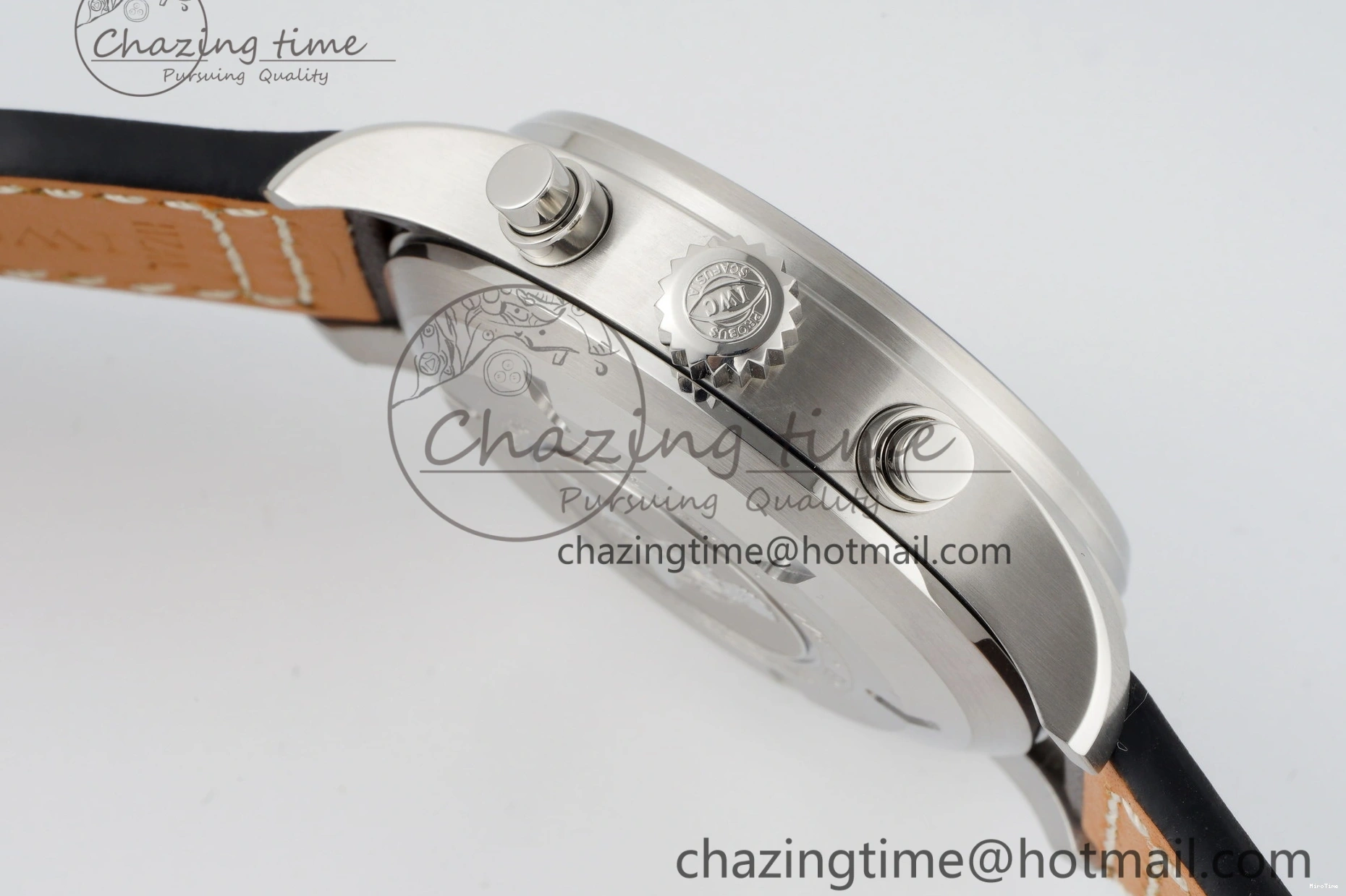 MIROTIME 0423 Pilot Chrono SS AZF 1:1 Best Edition Blue Dial on Brown Leather Strap A TimelessDesign 7060